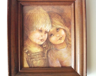 Vintage Kids Print by Margaret Kane, Donald Art Co., 1979, Big Eyed Kids