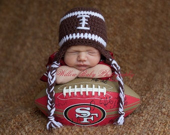 READY Baby Boy Hat - Baby Football Hat - Football Hat with Earflaps and Ties