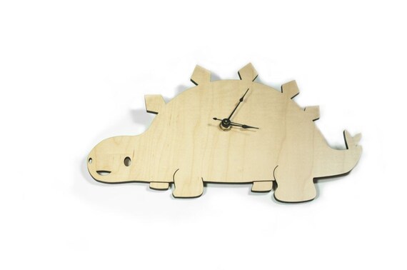 Stegosaurus Dinosaur Clock - Spike - Laser Cut - Handmade - Laser Cut Clock
