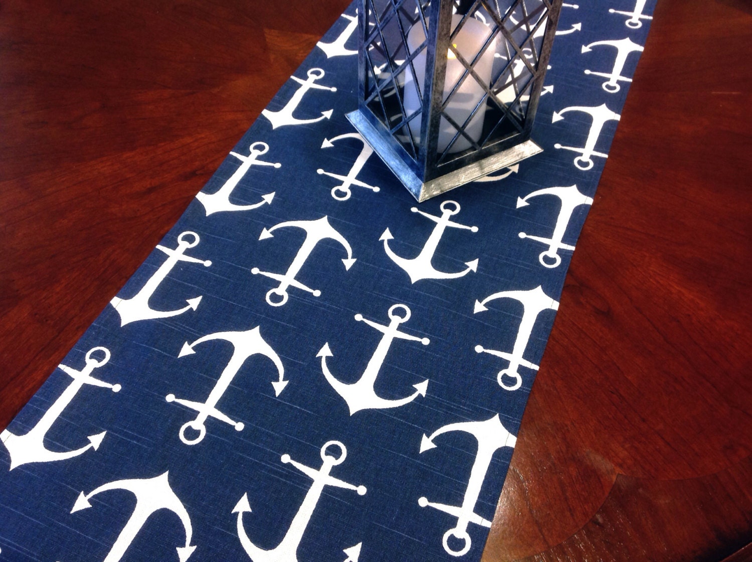 Table Runner Nautical Small Anchor Table Runners Navy and