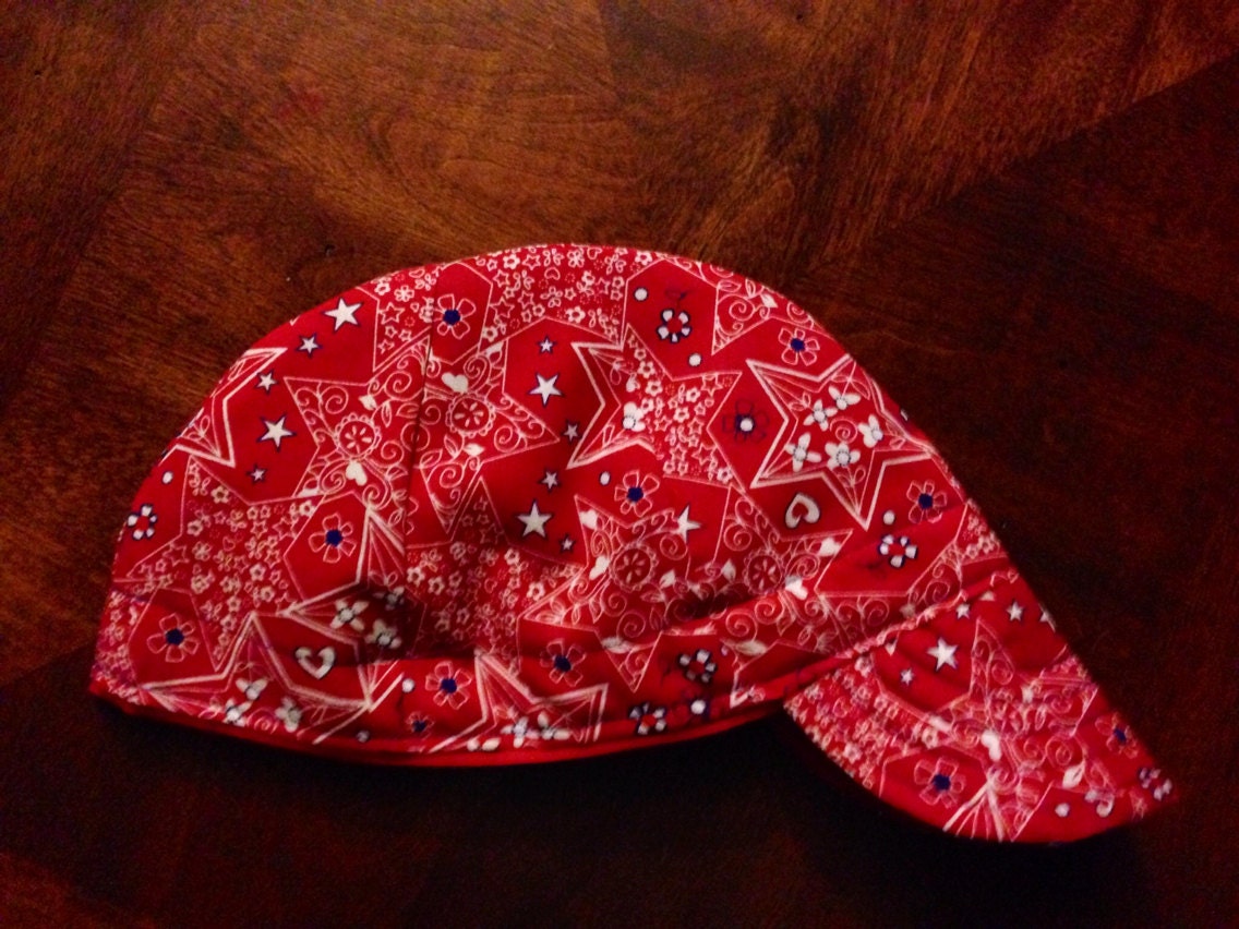 Welding Bandana Pattern | medium red bandana star pattern welding cap Welding Bandana Pattern | medium red bandana star pattern welding cap