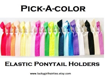 10 Hair Ties, Pick-A-Color Set, Ponytail holder,ヘアタイ, Elastic Hair Bands, Lucky Girl Hair Ties, Hair Ties for Girls