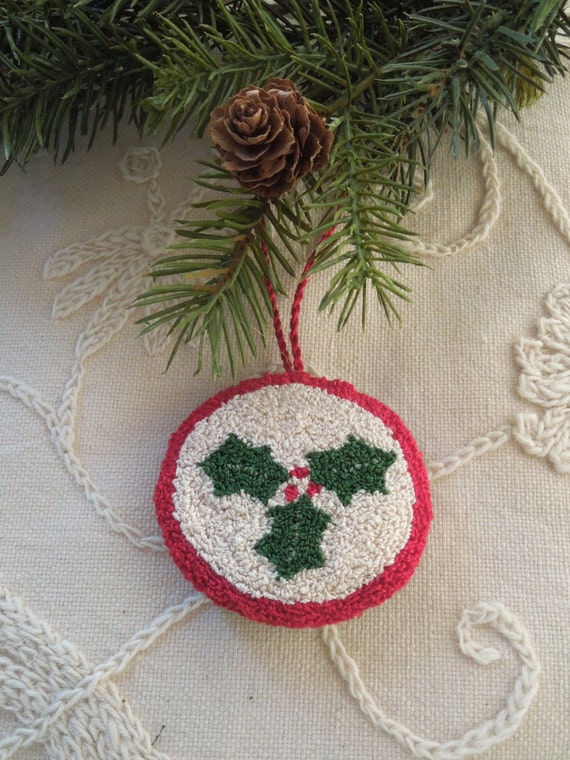 ornament punch needle holly and joy by georgiastr on etsy ornament punch needle holly and joy by georgiastr on etsy
