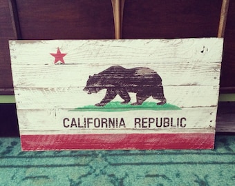 Reclaimed Hand Painted Wood California flag