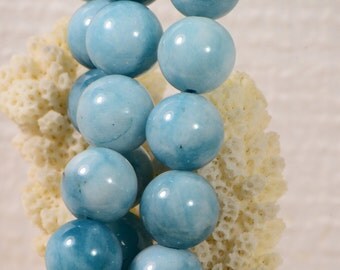 Larimar Quartz 10 mm Blue Natural Gemstone Beads Jewelry Making Supplies