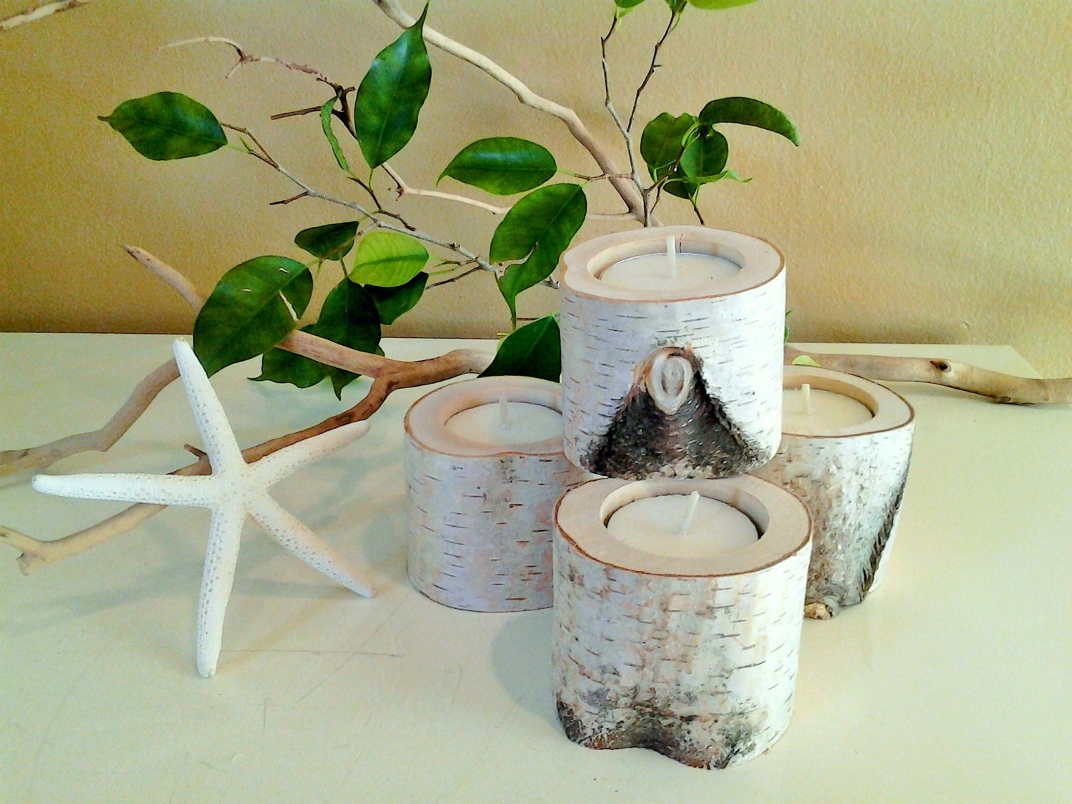 TREASURY ITEM 4 Birch tree branch candles Holiday candles