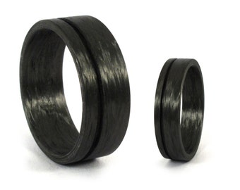 set of two carbon fiber wedding bands unique black wedding rings with one stripe - Carbon Fiber Wedding Ring set of two carbon fiber wedding bands unique black wedding rings with one stripe - Carbon Fiber Wedding Ring