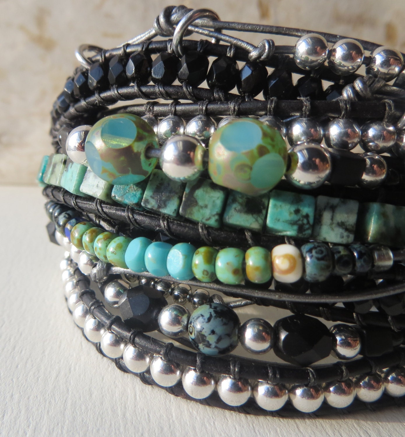 leather wrap bracelet beaded bracelet friendship cuff