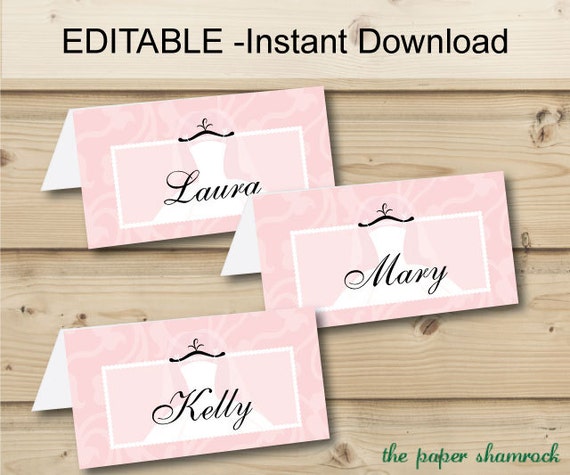 Editable Instant Download - Bridal Shower Place cards, Table tents, Bag Toppers Il_570xn