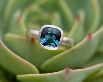 Blue Topaz Ring - London Blue Topaz Ring - Blue Topaz Silver Ring - Made to order - FREE SHIPPING