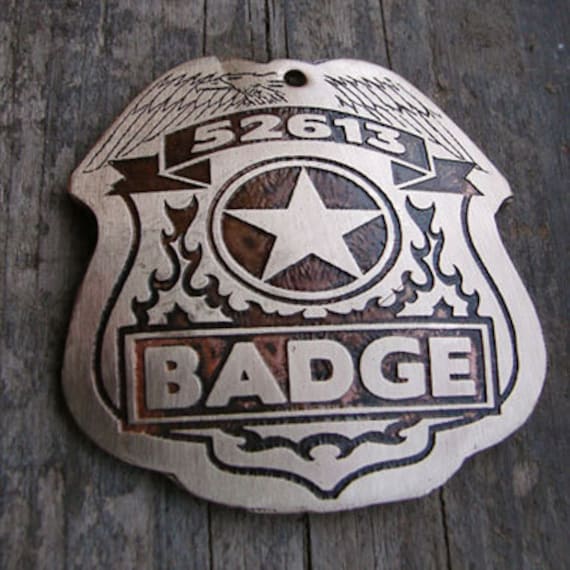 Dog ID Tag, Badge Pet Tag, Police Dog Style Pet Tag, Custom Pet ID Tag, 2 inch - Extra Large