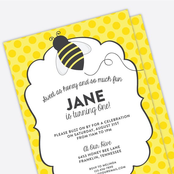 Birthday Party Invitation - Honey Bee Kids Birthday Invitation - Printed Birthday Invitation Il_570xn