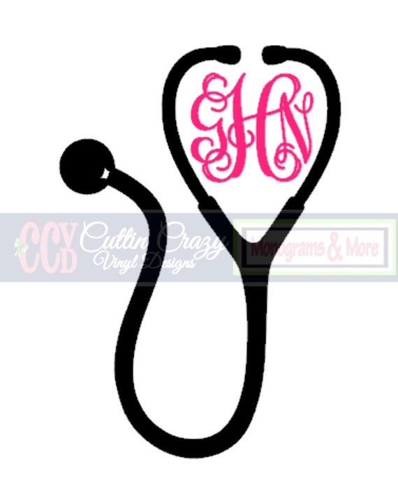 New Stethoscope Monogram Vinyl Decal by CuttinCrazy on Etsy