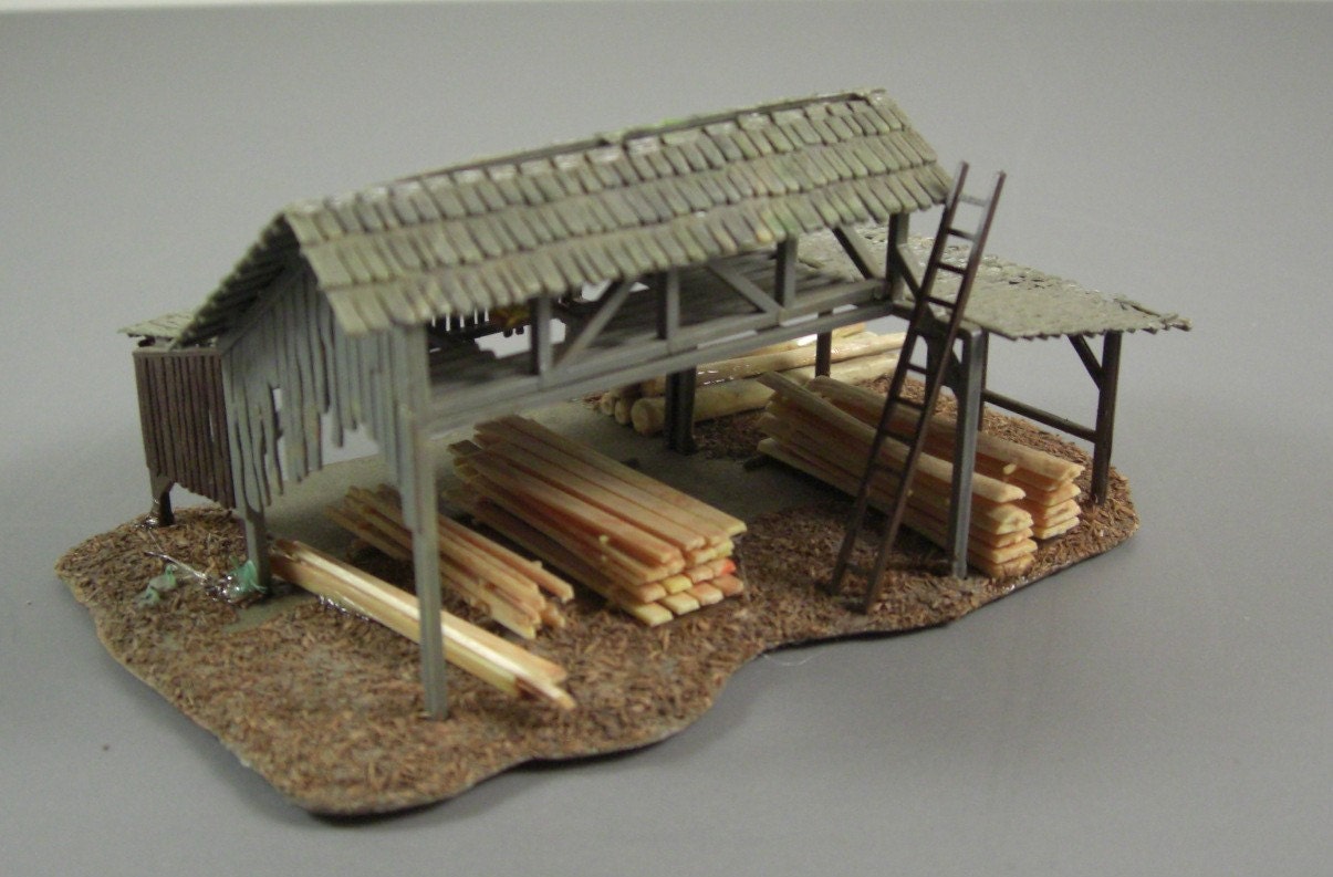 HO Scale Model Saw Mill Shed for Train Layout by UBlinkItsGone