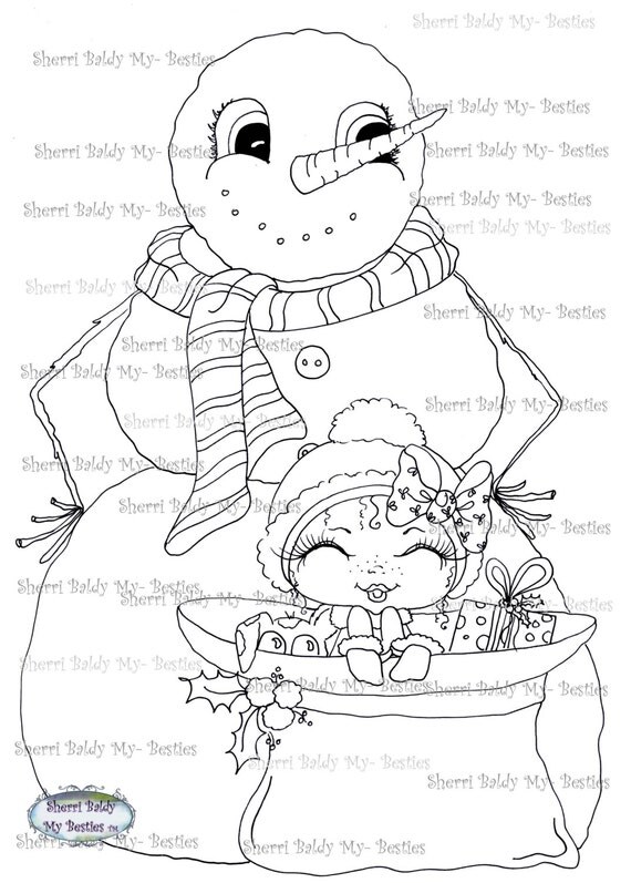 INSTANT DOWNLOAD Digital Digi Stamps Big Eye Big Head Dolls Digi  My Besties Snow Man IMG382 By Sherri Baldy