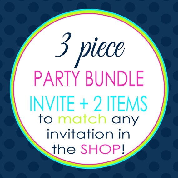 Party Pack 3pc Invitation & 2 matching items - digital file, printable #12002 Il_570xn