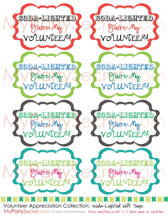 Instant download DIY Printable Volunteer Appreciation