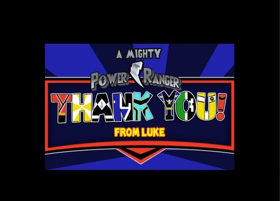 Customized Power Ranger Thank You card-digital by RKRcreations