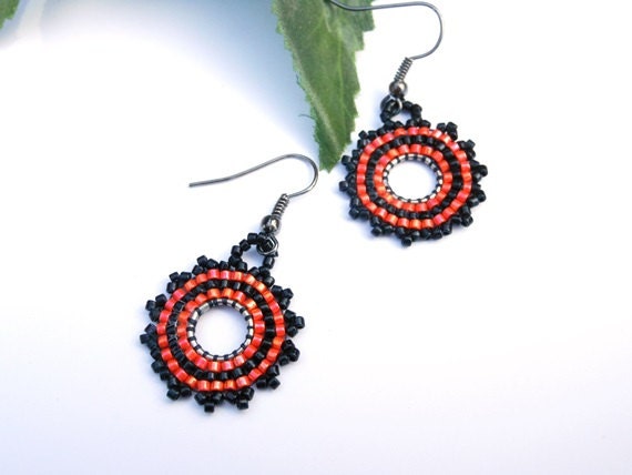 Handmade Orange and Black Earrings