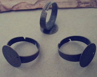 20pcs Adjustable antique bronze Round Ring Blanks 14mm