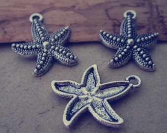 20pcs Antique silver starfish pendant charm 19mm