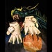White Dragon Skin Black Claw Gauntlets / Gloves Gothic Steampunk BDSM Renaissance