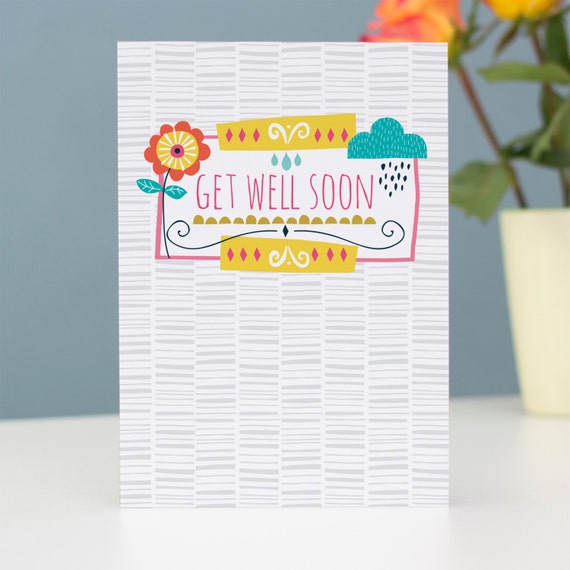 Blank 'Get Well Soon' greetings card. Stationery by jessicahogarth