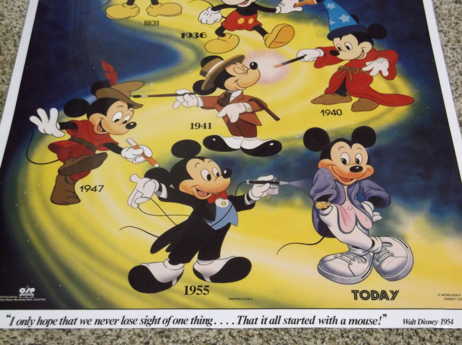 1986 Mickey Mouse Poster Mickey Through the Years