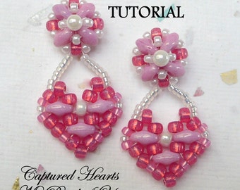 PDF Tutorial Beaded Earrings, SuperDuo Tutorial, Seed Bead Earrings, Earring Tutorial, Beadwork Tutorial, Earring Pattern,Tutorial
