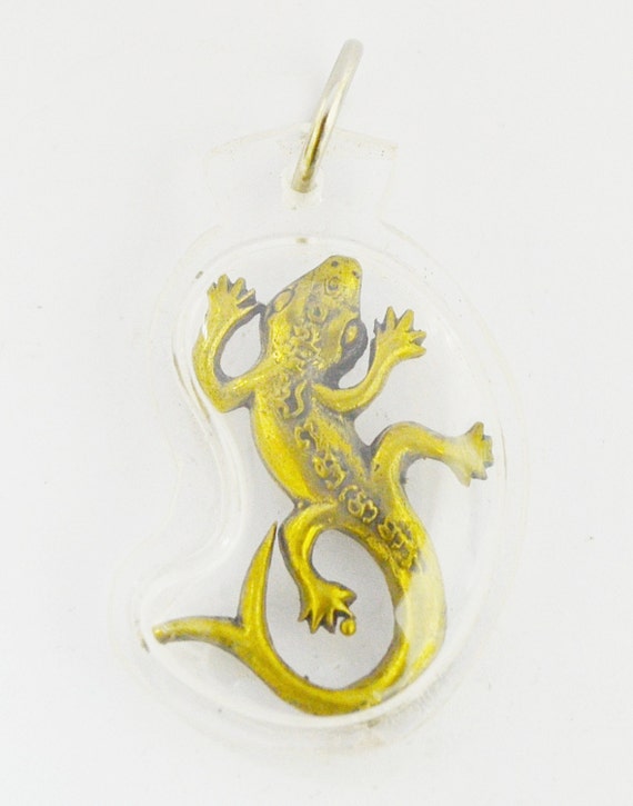 VERY RARE 2 TAILS GECKO LIZARD THAI BUDDHA GAMBLER AMULET FOR LUCKY WEALTH POWER