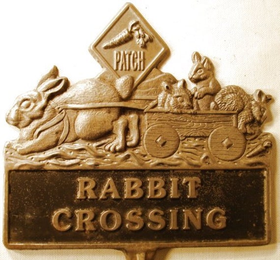 Rabbit Crossing Metal Sign For Garden Patch Nice by dorothybroome