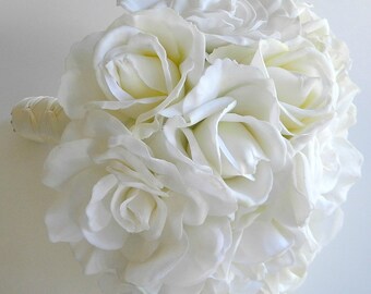 Gardenia and Rose Real Touch Bouquet in Ivory and Cream