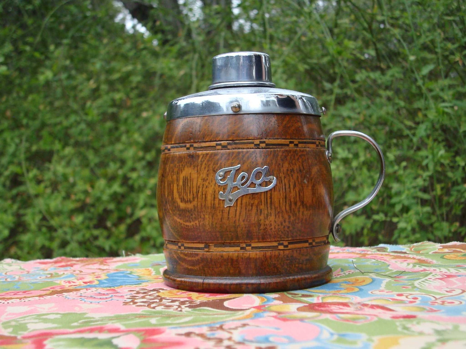Tea Caddy Tea Barrel Vintage English Oak