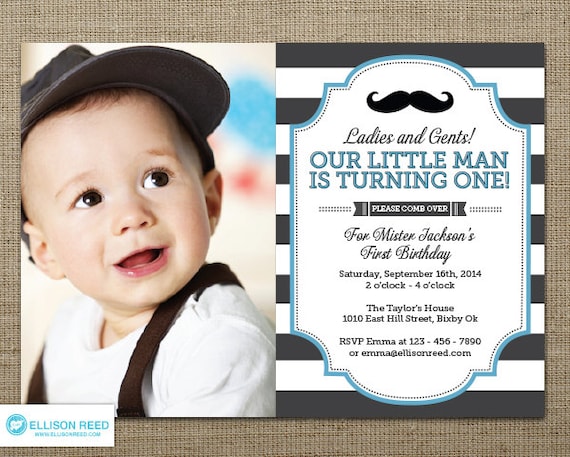 Little Man Invitation Mustache Invitation First Birthday