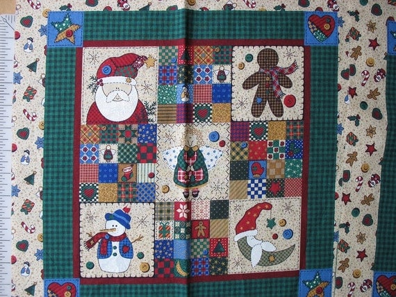 Cotton Panel Fabric Christmas Pillow Squares Country Fabric