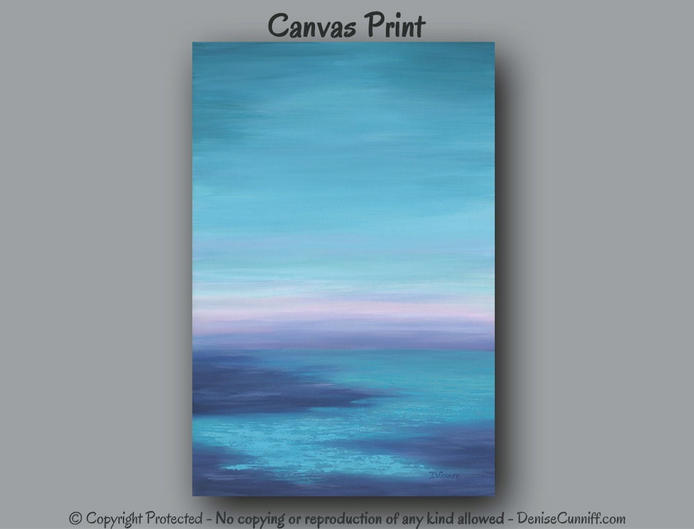 Coastal abstract wall art Beach decor Sunset Navy blue Teal