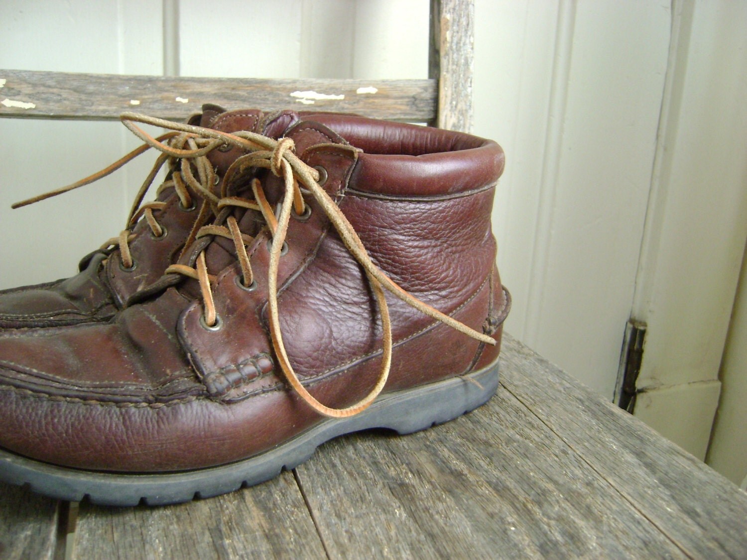Vintage 1990s Brown Timberland Leather Boots by roadkillvintage
