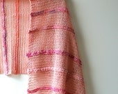 SALE! Ready to Ship: Coral and Shells Hand Knit Linen Summer Shawl Wrap Scarf with Hand Dyed Cotton, Silk, and Viscose Threads