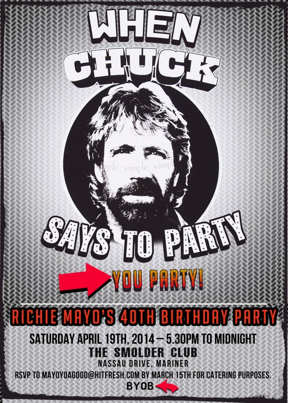 Items similar to Chuck Norris meme Invitation Bachelor party, Mens