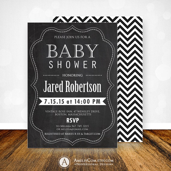 items-similar-to-baby-shower-invitation-chalkboard-printable-black