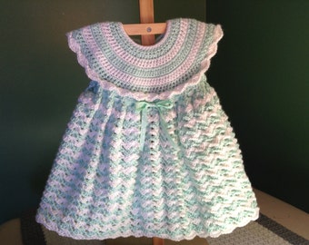 Soft Green Shells Baby Crochet Dress Pattern