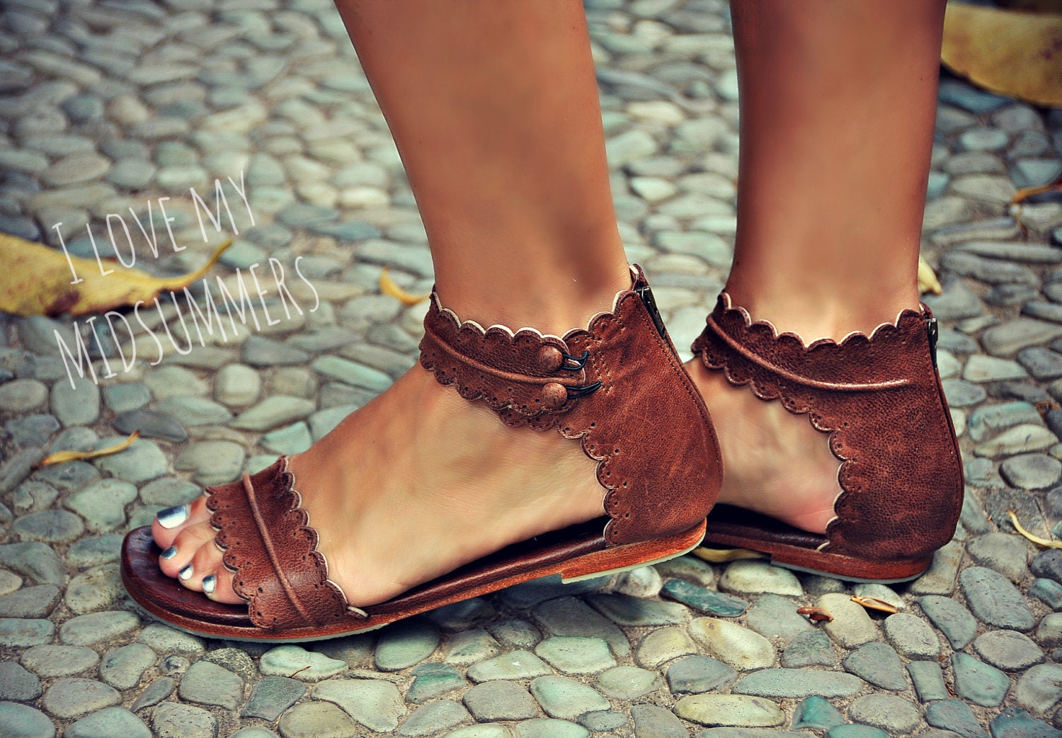 MIDSUMMER. Brown leather sandals  women shoes  by BaliELF