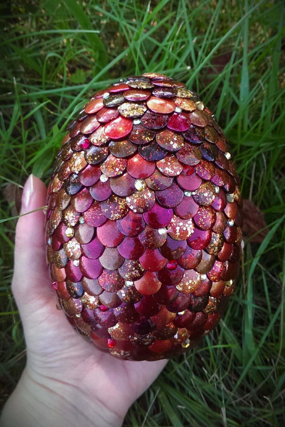 Large Red Jeweled Dragon Egg 5 inches