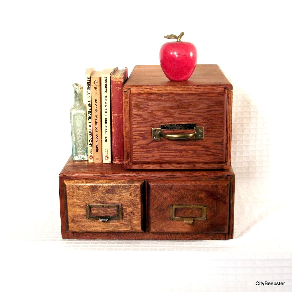 Stack It Up Antique Wood File Box Collection Office