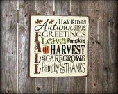 Fall Harvest Wooden Sign ~ Autumn Decor ~ Typography Sign ~ Fall Decor ~ Harvest Sign ~ Pumkins
