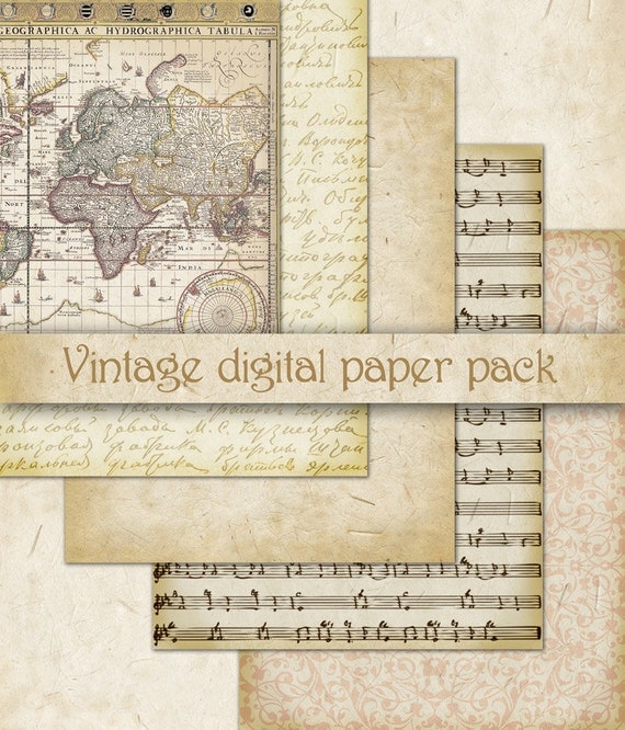 Items similar to Vintage Digital Scrapbooking Paper Pack. Scrapbook Papers pattern, background