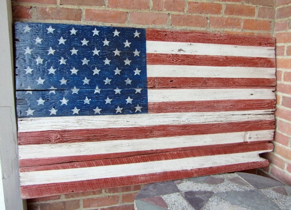 Large Folk Art American Flag Primitive by BrickHouseGallery