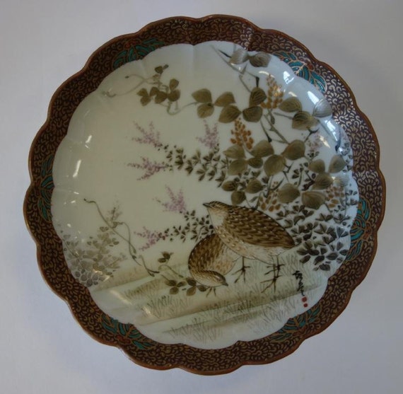 Vintage Japanese Kutani porcelain dish.19th century by GARCIAHOUSE
