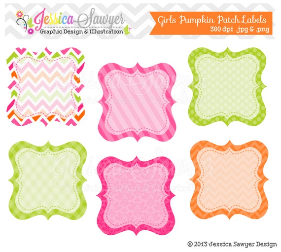 INSTANT DOWNLOAD, girls pumpkin patch labels, printable labels, digital frames, for personal use, commercial use, scrapbooking, party suppl Il_570xn
