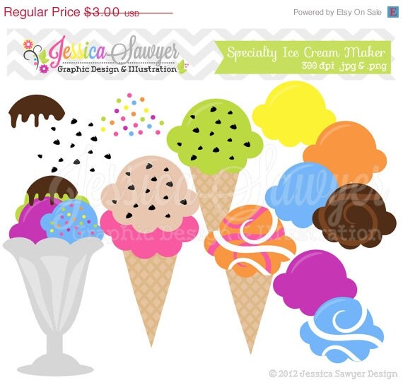 50% OFF - INSTANT DOWNLOAD, ice cream clip art - desert clipart - commercial use - icecream invitation - ice cream maker - mix and match Il_570xn